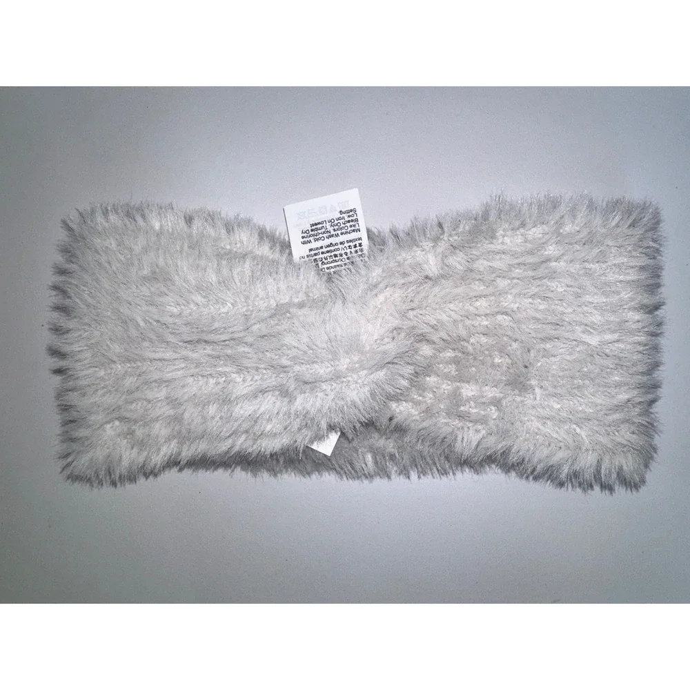 J.Crew Faux Fur Headband Women Grey Twisted Shaggy Ear Warmer CD961 One Size NEW
